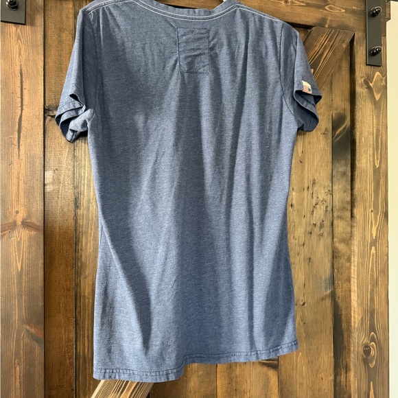 Blue Graphic V-Neck Women's Top - Picture 2 of 4